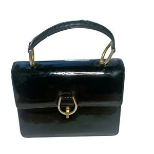 Vintage Manon Black Patent Leather Handbag